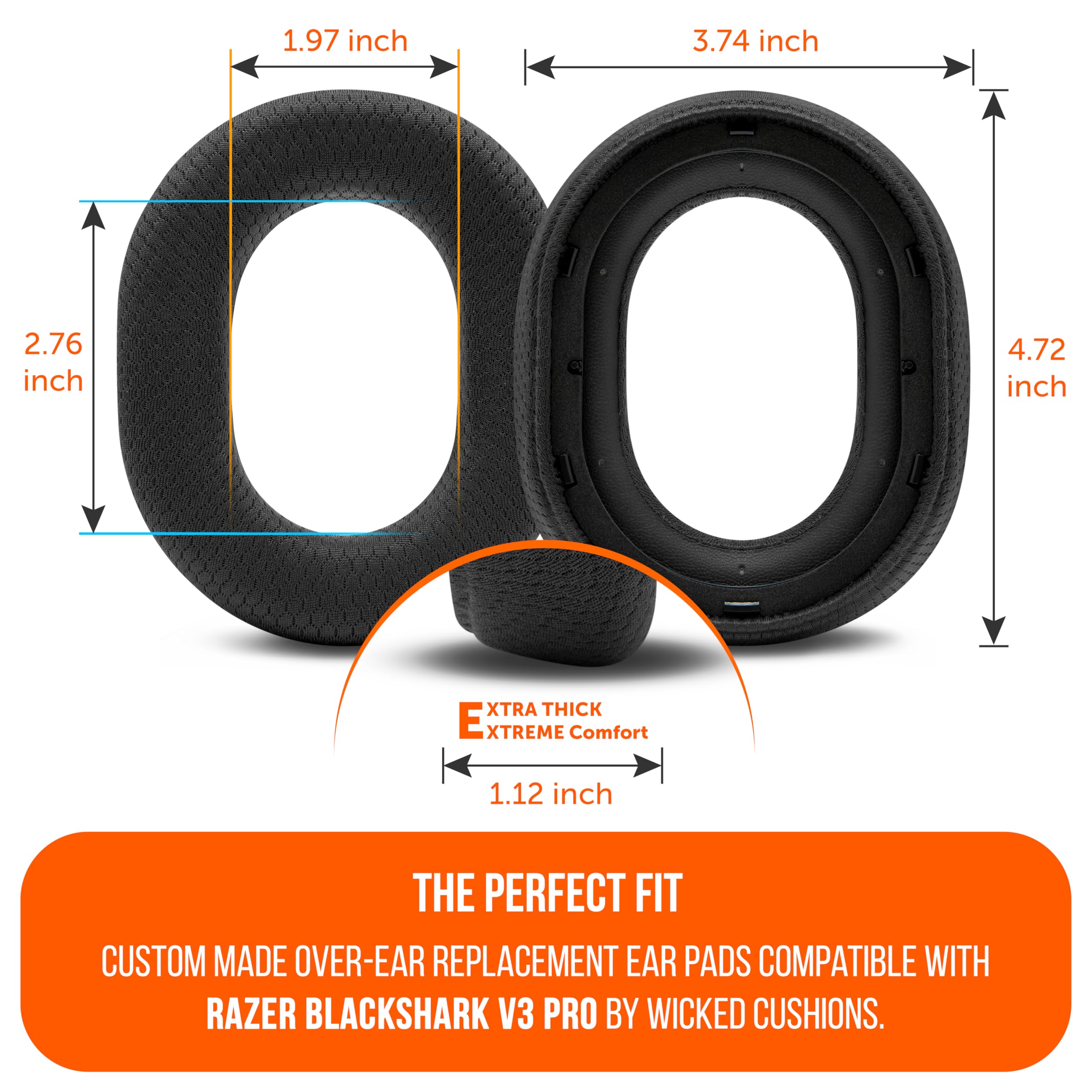 WC Freeze Blackshark V3 Pro – Cooling Gel Earpads Compatible with Razer BlackShark V3 Pro by Wicked Cushions | Enhanced Comfort, Cooling Gel Technology, Extra Thick | Black - Image 5