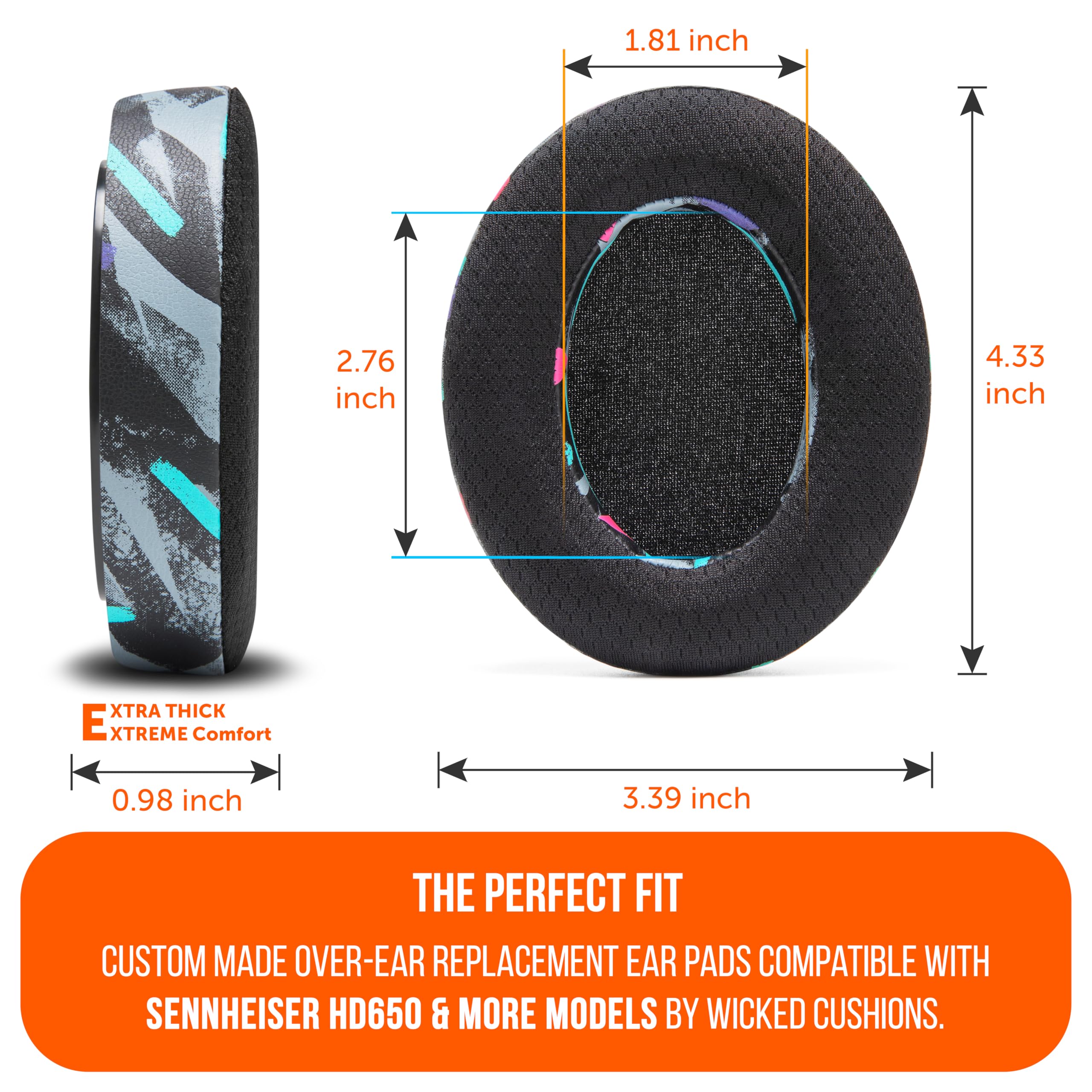 WC Freeze HD6XX - Cooling Gel Earpads for Sennheiser HD6XX, HD58X, HD600, HD650, HD660S, HD660S2, HD580, HD565 & More, Made by Wicked Cushions | Extra Comfortable and Cool | 90's Black - Image 5