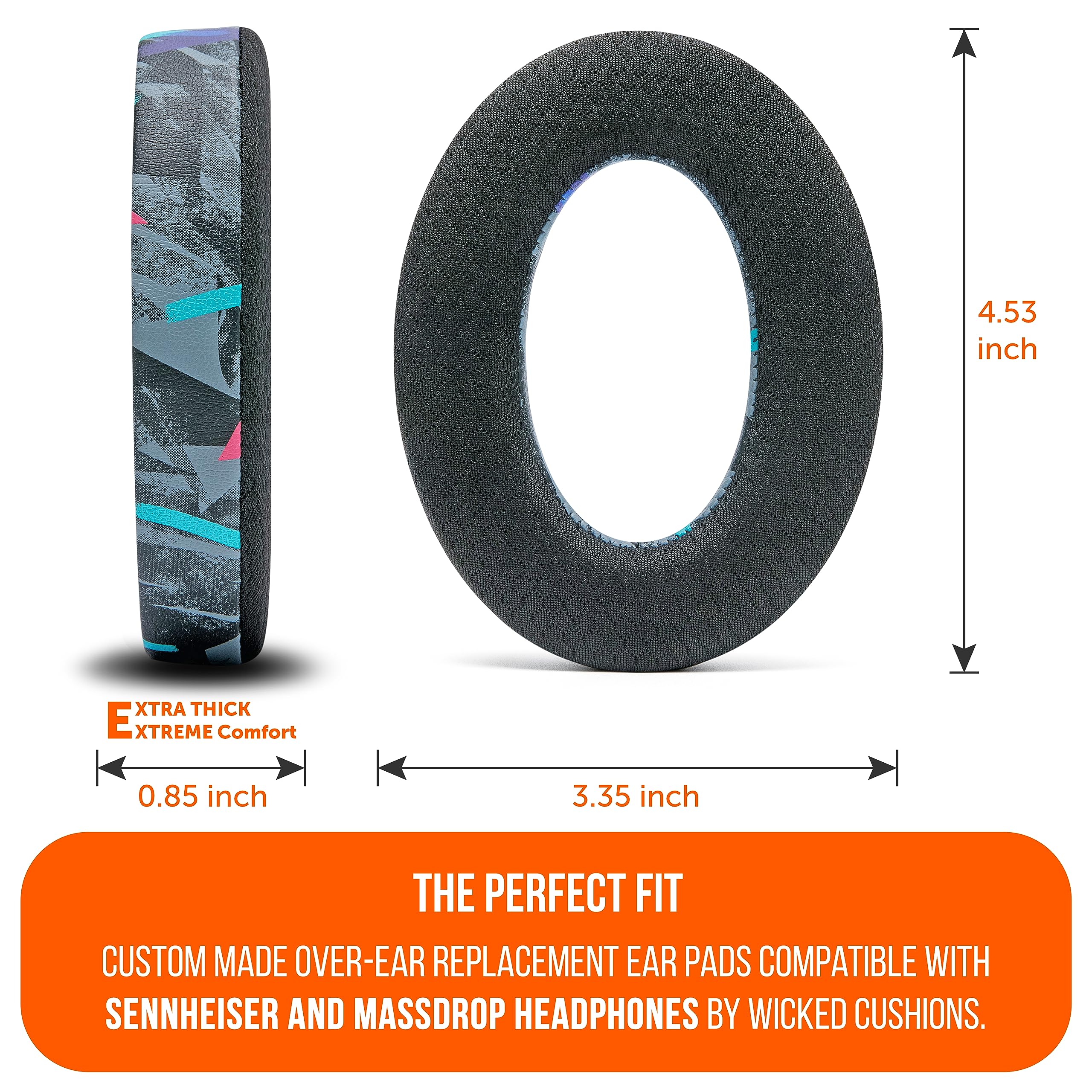 WC Freeze PC38X - Cooling Gel Earpads for Sennheiser PC38X / PC37X / HD599 / HD598/ HD560S / Game ONE & More, Made by Wicked Cushions - Elevate Comfort, Durability, & Sound | 90's Black - Image 5