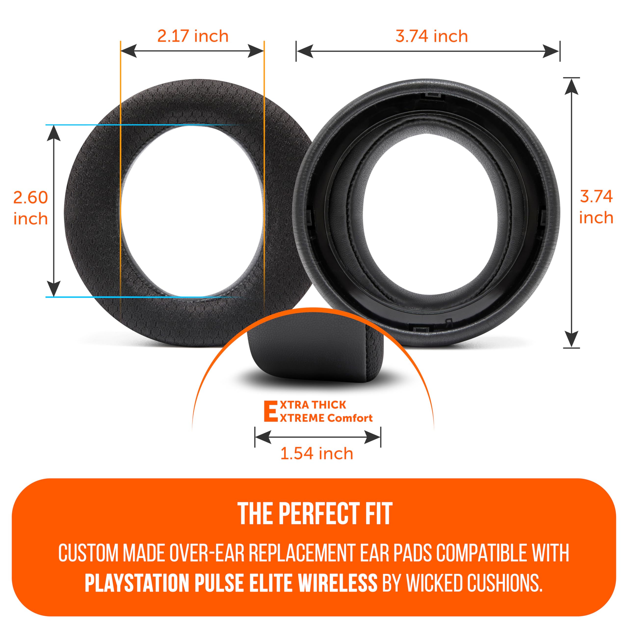WC Freeze Pulse Elite - Cooling Gel Earpads Compatible with PS5 Pulse Elite, Made by Wicked Cushions | Thicker Cushion & Wider Opening | Black - Image 5