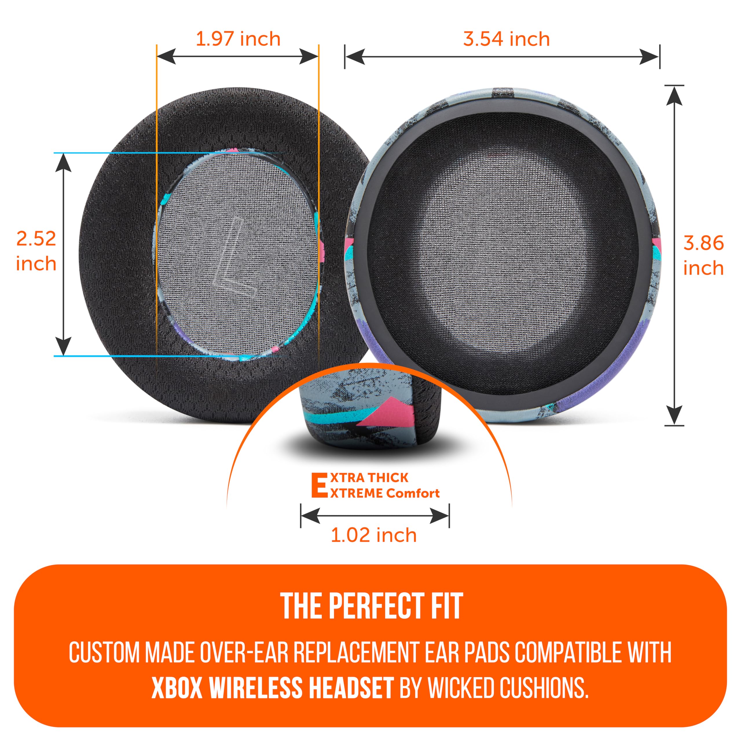 WC Freeze Xbox Wireless - Cooling Gel Earpads for Xbox Wireless Gaming Headset by Wicked Cushions - Boost Comfort, Thickness, & Sound Isolation for Epic Gaming | 90's Black - Image 5