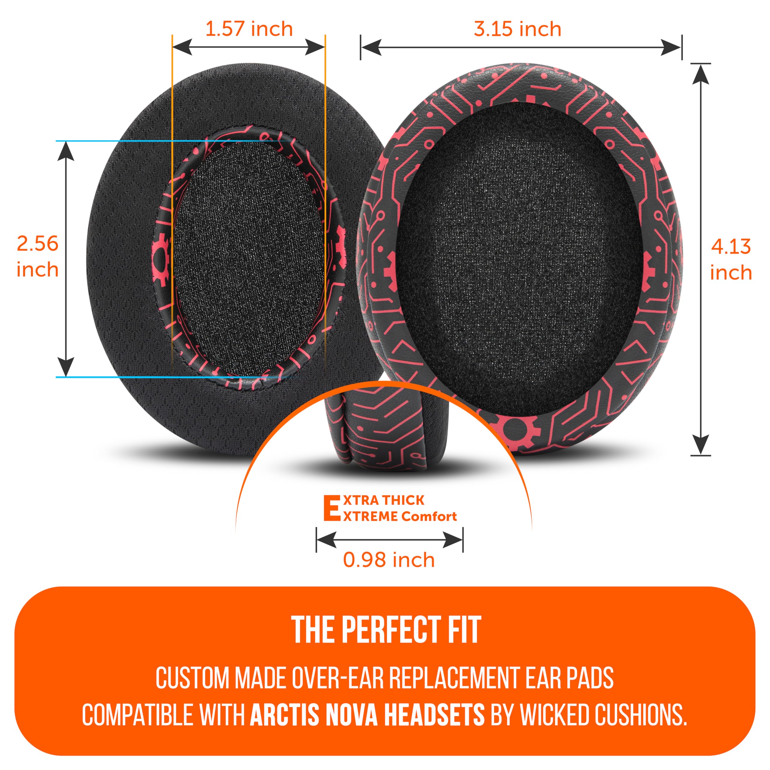 WC Mod Kit Arctis Nova Techne Edition - Cooling Gel Earpads, Headband, & Side Plates for Arctis Nova 7 / 7X / 7P / PRO Wired Headsets by Wicked Cushions - Image 5