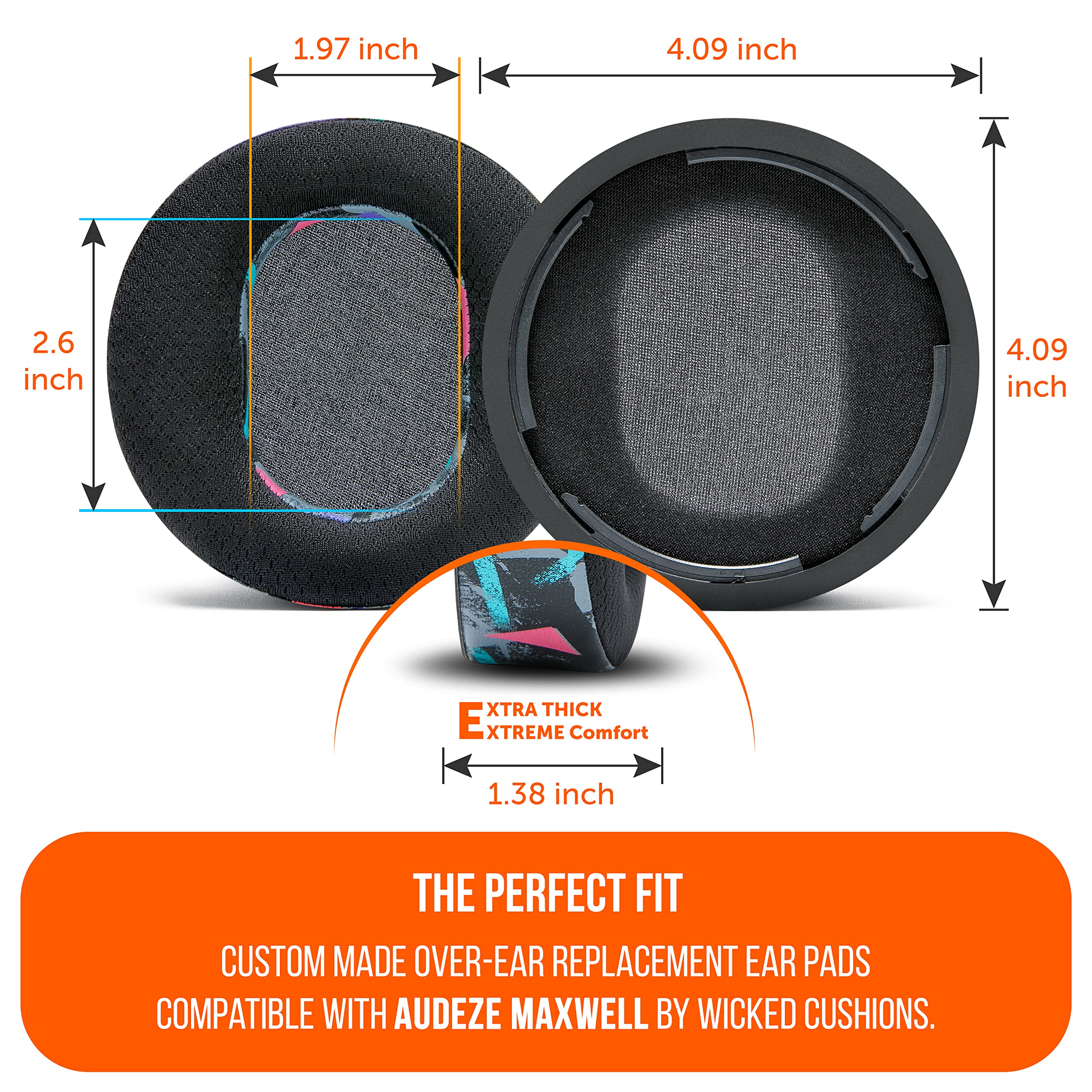WC Mod Kit for Maxwell Gen 1 - Cooling Gel Earpads + Silicone Headband Compatible with Audeze Maxwell for Xbox & PS5 Gen 1 by Wicked Cushions | Enhanced Comfort & Cooling | 90's Black - Image 5