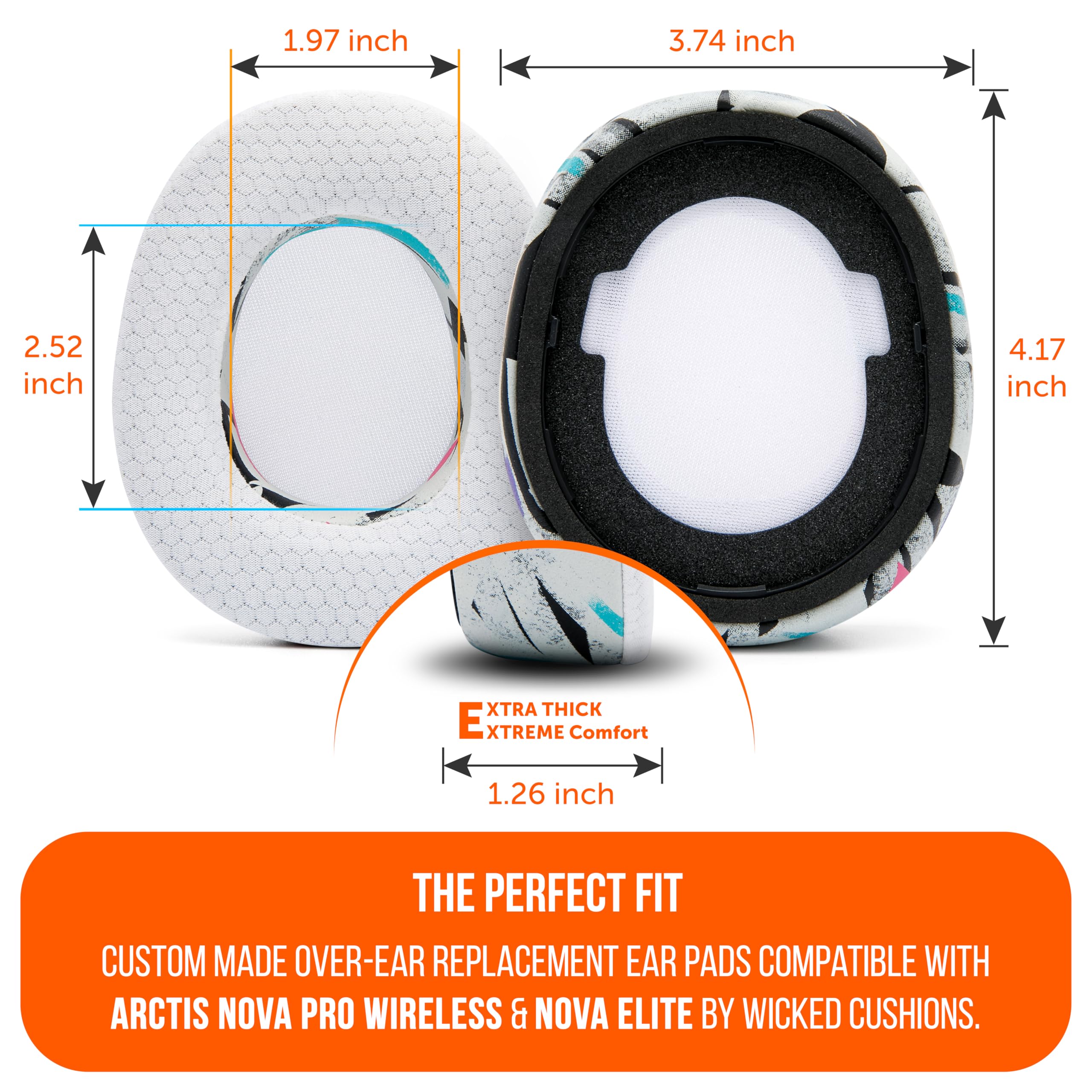WC Mod Kit Nova Pro Wireless & Nova Elite - Cooling Gel Earpads, Silicone Headband, & Magnetic Plates for SteelSeries Arctis Nova Pro Wireless & Nova Elite by Wicked Cushions | 90's White - Image 5