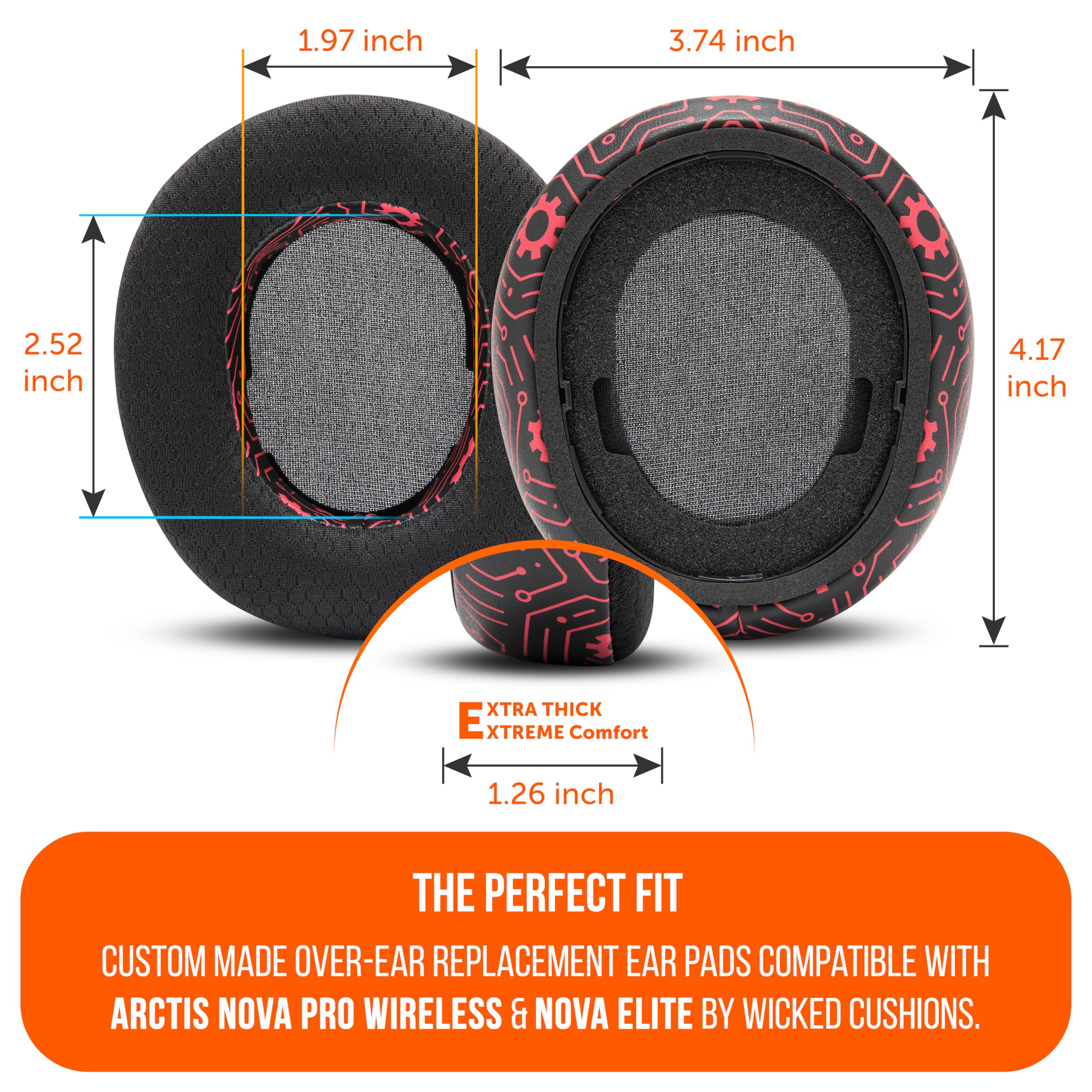 WC Mod Kit Nova Pro Wireless & Nova Elite Techne Edition - Cooling Gel Earpads, Silicone Headband, & Magnetic Plates for SteelSeries Arctis Nova Pro Wireless & Nova Elite by Wicked Cushions - Image 5