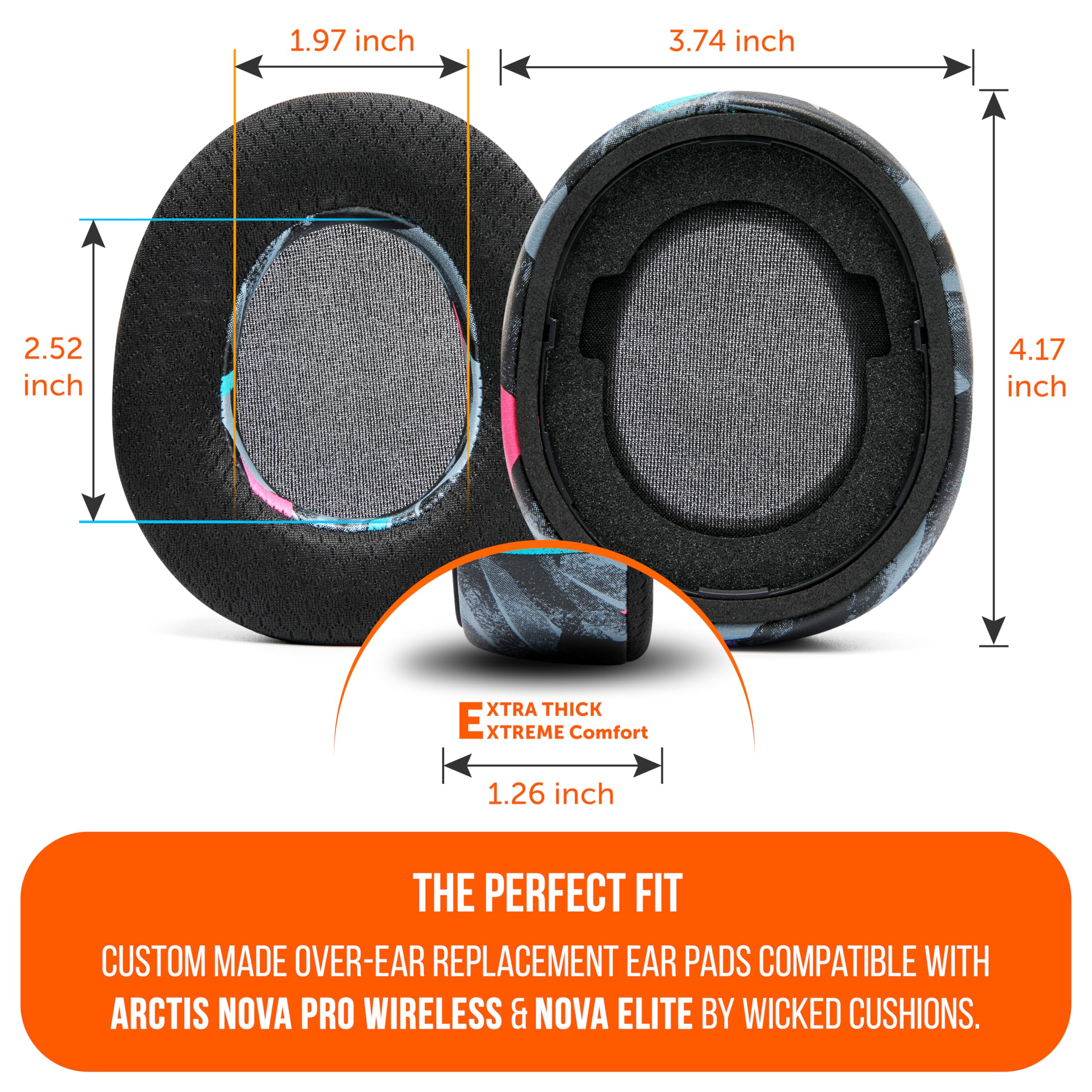 WC Modkit V2 Nova Pro Wireless & Nova Elite - Gel Earpads, Extra-Wide Headband, & Side Plates for Arctis Nova Pro Wireless & Nova Elite by Wicked Cushions | 90's Black - Image 5