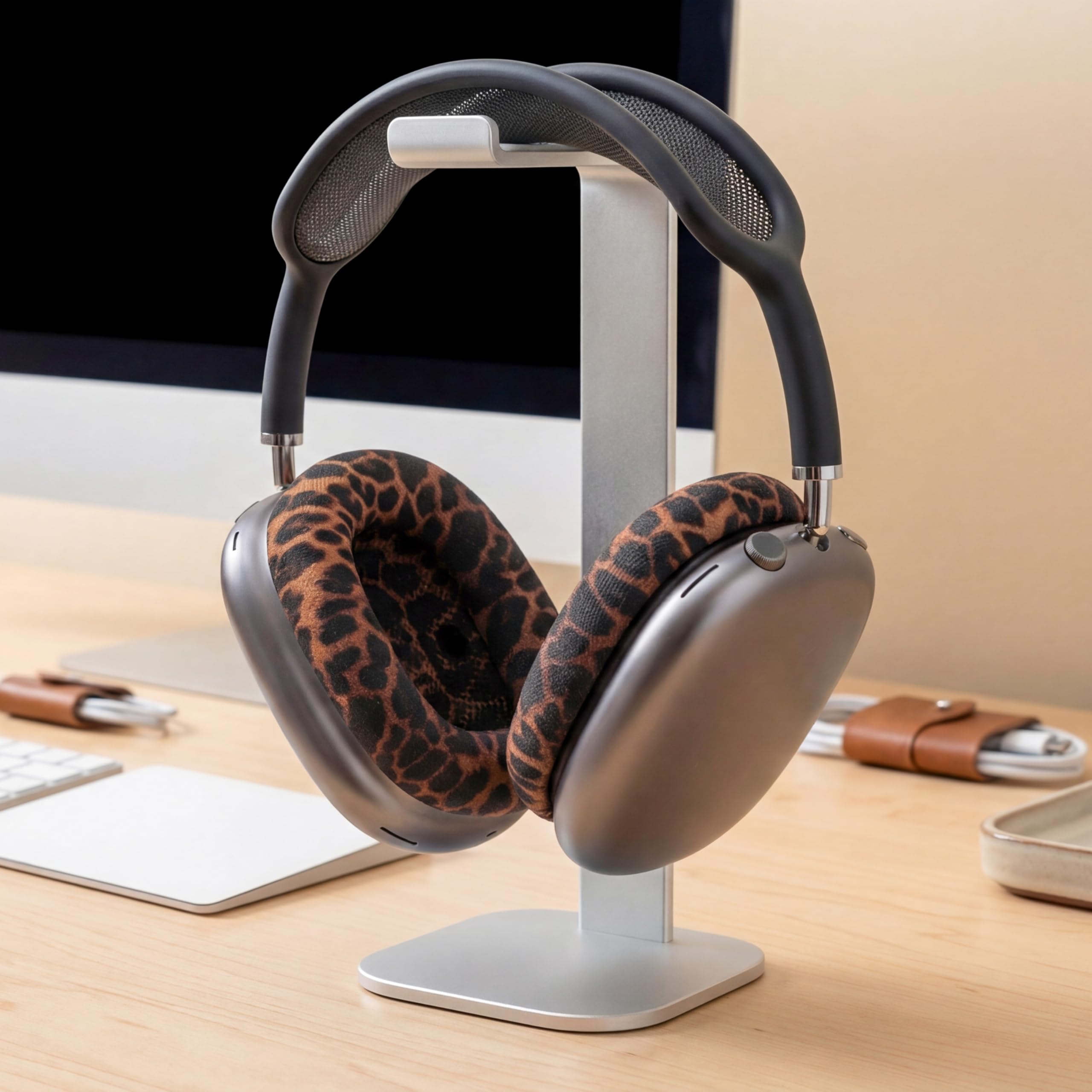 WC PadZ Max – Ear Cushions Compatible with AirPods Max 1 & 2, Made by Wicked Cushions | Soft Fabric, Enhanced Comfort & Unique Style | Leopard - Image 6