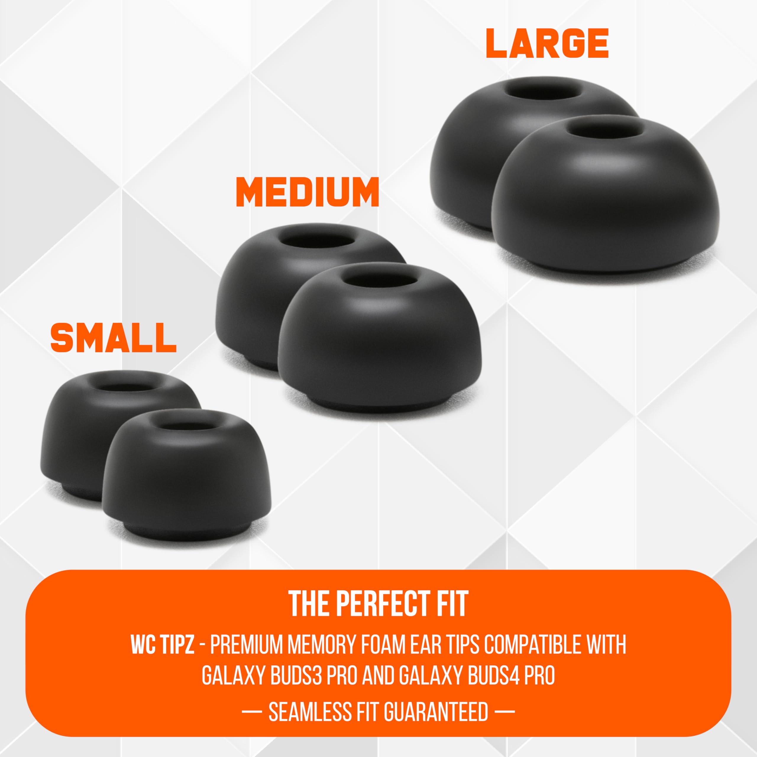 WC TipZ Galaxy – Memory Foam Ear Tips Compatible with Samsung Galaxy Buds Pro 3 & Pro 4 by Wicked Cushions | Improved Comfort, Tighter Seal & Better Foam Rebound Time | Black - Image 4