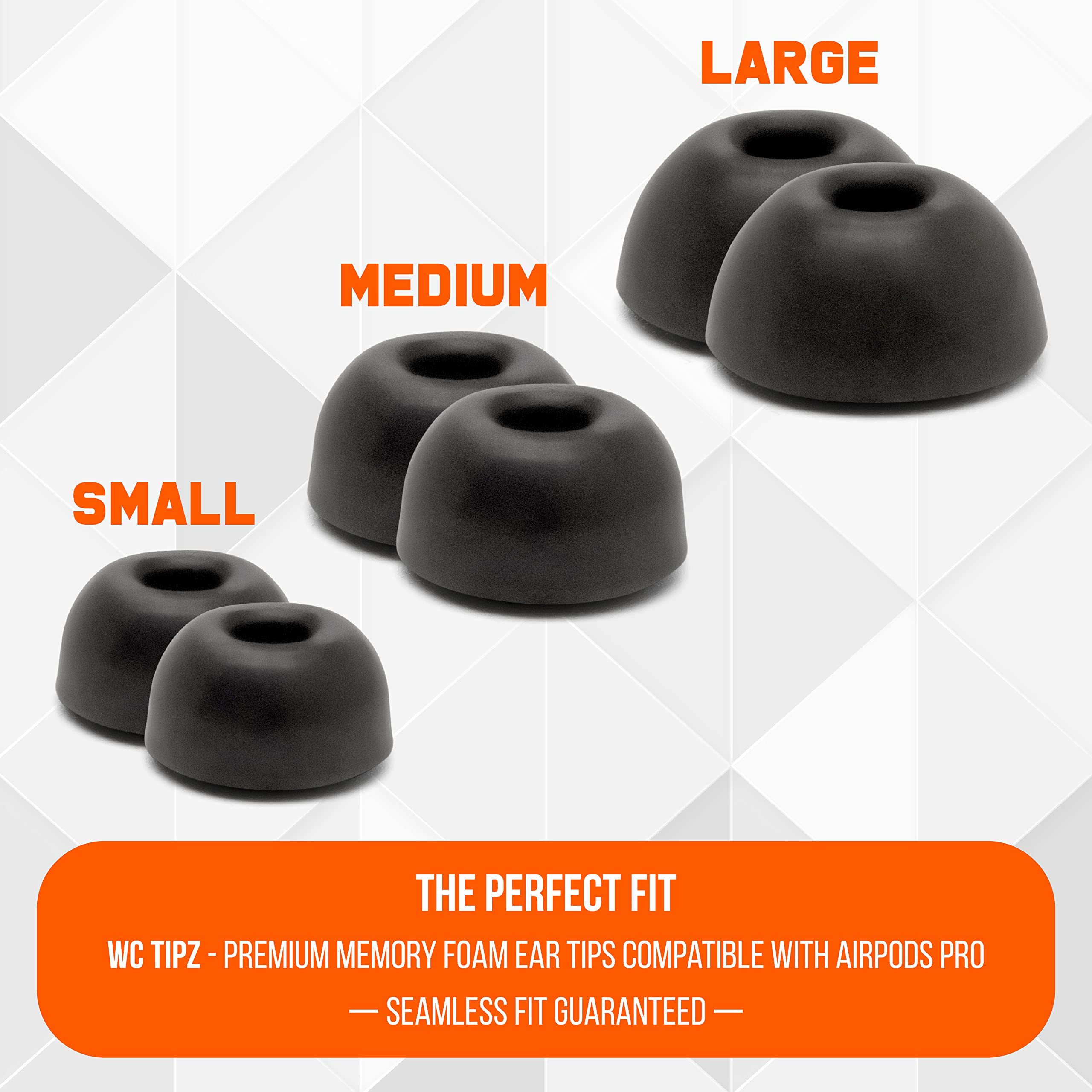 WC TipZ - Upgraded Memory Foam Ear Tips for Airpods Pro Made by Wicked Cushions | Improved Comfort, Tighter Seal, Better Foam Rebound Time | Fits Perfectly in Charging Case | Pitch Black - Image 3