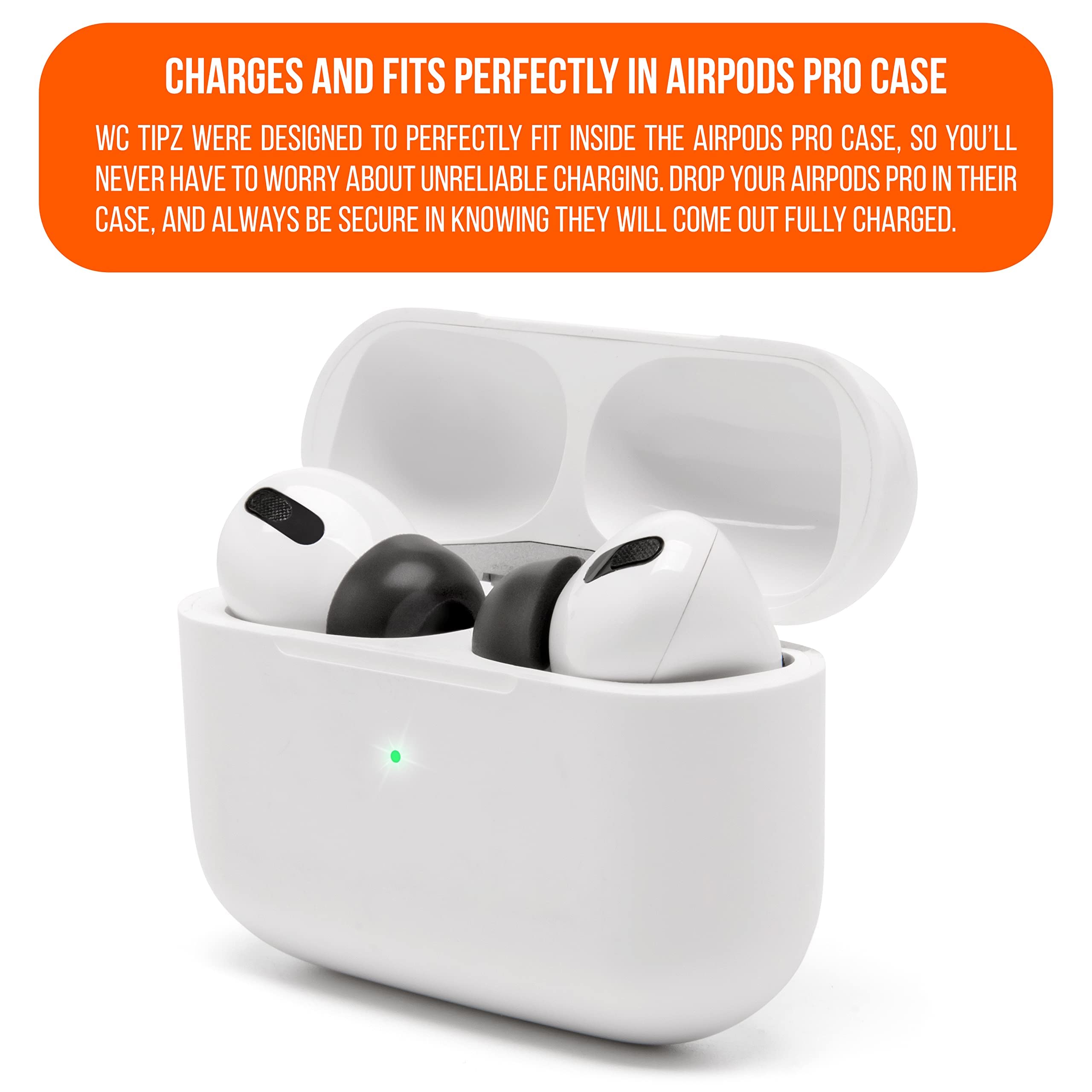 WC TipZ - Upgraded Memory Foam Ear Tips for Airpods Pro Made by Wicked Cushions | Improved Comfort, Tighter Seal, Better Foam Rebound Time | Fits Perfectly in Charging Case | Pitch Black - Image 5