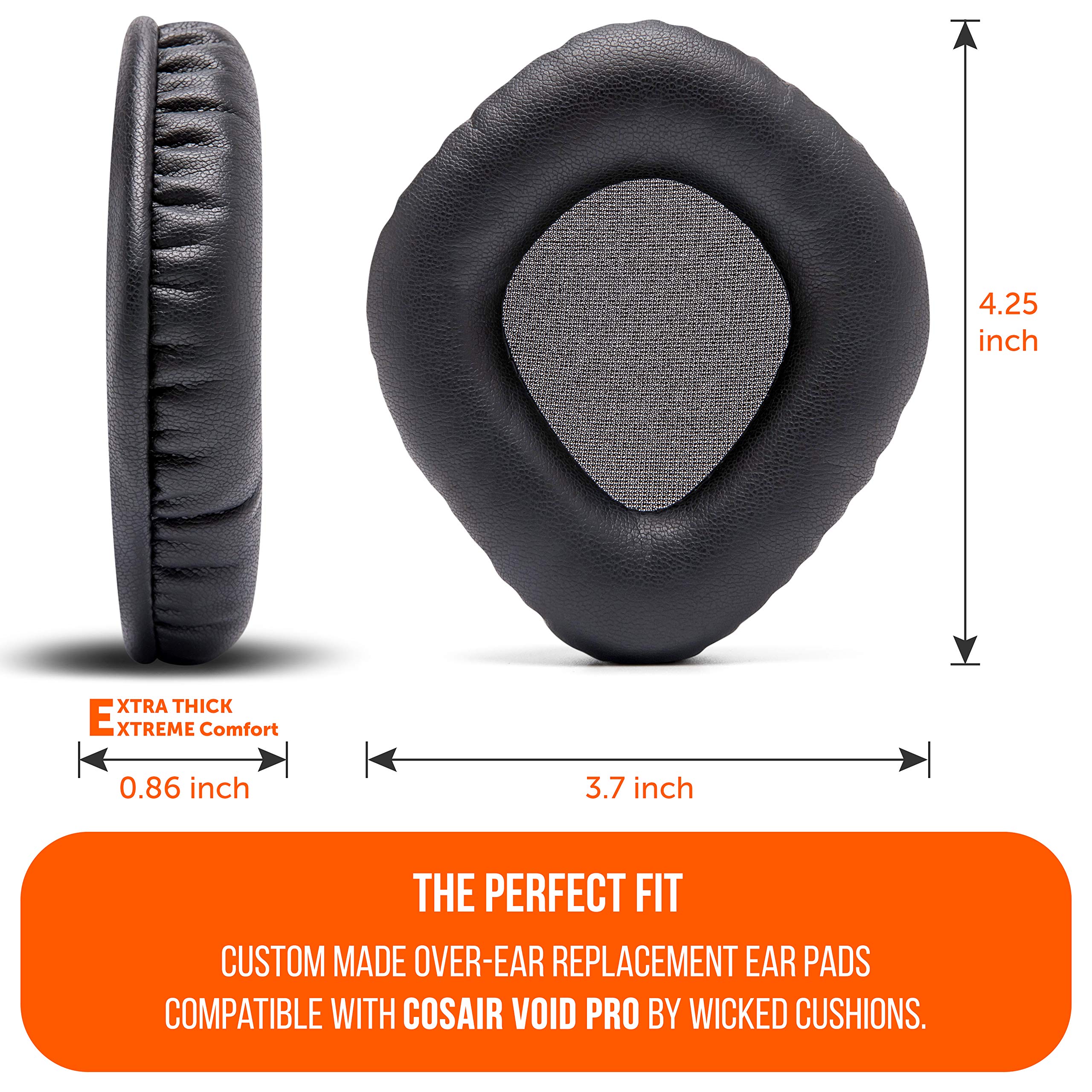 WC Upgraded Replacement Earpads for Corsair Void & Corsair Void Pro Wired & Wireless Gaming Headsets Made by Wicked Cushions | Improved Durability, Thickness, and Sound Isolation | (Black) - Image 3