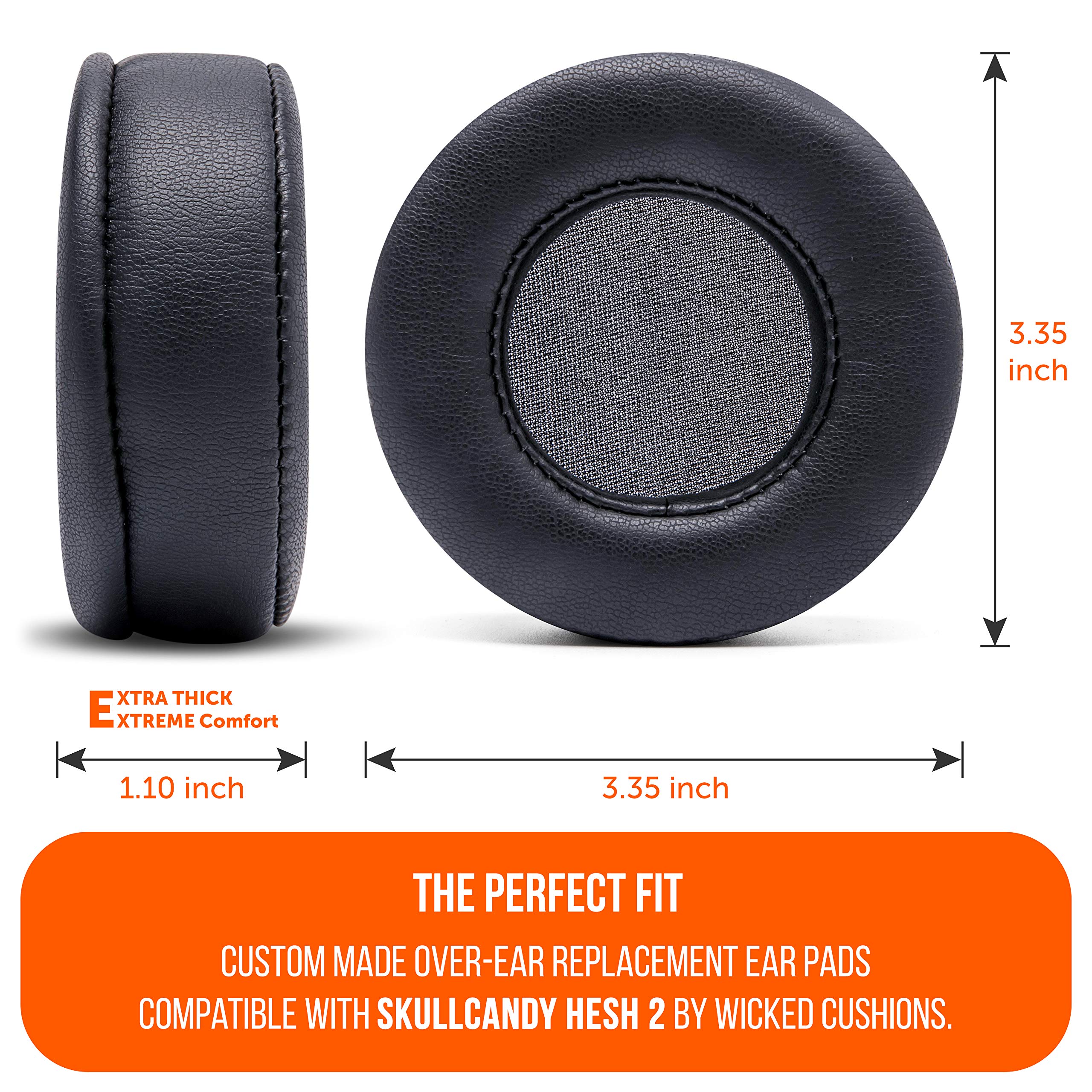 WC Wicked Cushions Extra Thick Premium Earpads for Skullcandy Hesh Wired & Hesh 2 Wireless Headphones - Black - Image 4